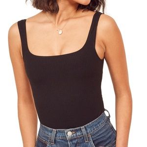 Reformation Black Gemma Bodysuit L